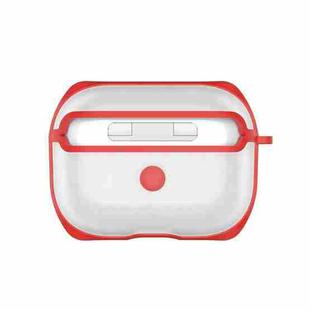 APC001 For AirPods Pro PC + TPU Transparent Earphone Protective Case with Hook (Red)