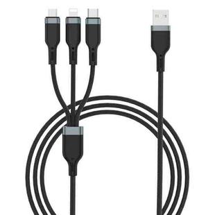 WIWU PT05 3 in 1 USB to USB-C / Type-C + 8 Pin + Micro USB Platinum Data Cable, Cable Length: 1.2m(Black)