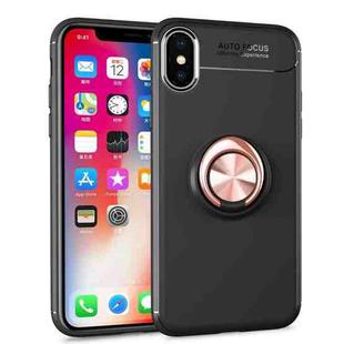 For iPhone X / XS Shockproof TPU Case with Holder (Black Gold)