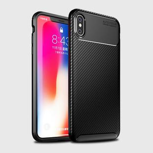 For iPhone X / XS Beetle Shape Carbon Fiber Texture Shockproof TPU Case(Black)