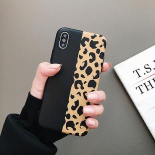 For iPhone X / XS Leopard Pattern Shockproof IMD Scrub Soft TPU Case (Black Yellow)