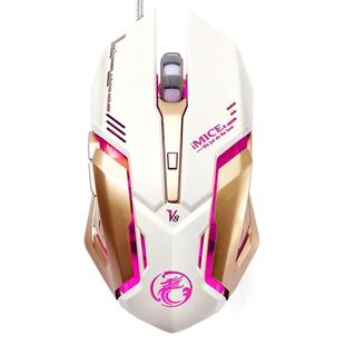 iMICE V8 LED Colorful Light USB 6 Buttons 4000 DPI Wired Optical Gaming Mouse for Computer PC Laptop(White)