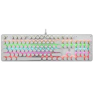 MSEZ HJK820-7 104-keys Electroplated Punk Keycap Colorful Backlit Wired Mechanical Gaming Keyboard, Support Autonomous Shaft Change(Silver)