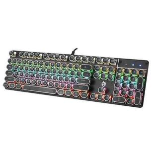 MSEZ HJK900-5 104-keys Electroplated Punk Keycap Colorful Backlit Wired Mechanical Gaming Keyboard(Black)