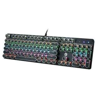 MSEZ HJK900-7 104-keys Electroplated Transparent Character Punk Keycap Colorful Backlit Wired Mechanical Gaming Keyboard(Black)
