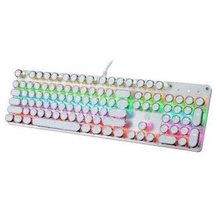 MSEZ HJK900-7 104-keys Electroplated Transparent Character Punk Keycap Colorful Backlit Wired Mechanical Gaming Keyboard(Silver)