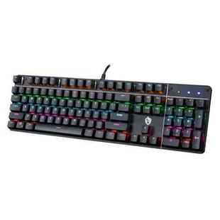 MSEZ HJK900-10 104-keys Ordinary Two-color Keycap Colorful Backlight Wired Mechanical Gaming Keyboard(Black)