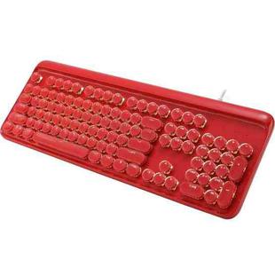 MSEZ HJK960-3 104-keys Electroplated Round Ice Crystal Two-color Punk Keycap Colorful Backlit Wired Mechanical Gaming Keyboard(Red)