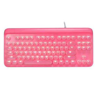 MSEZ HJK916-3 104-keys Round Ice Crystal Two-color Punk Keycap White Backlit Wired Mechanical Gaming Keyboard(Pink)
