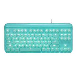 MSEZ HJK916-3 104-keys Round Ice Crystal Two-color Punk Keycap White Backlit Wired Mechanical Gaming Keyboard(Cyan)