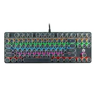 MSEZ HJK917-5 87-keys Electroplated Punk Keycap Colorful Backlit Wired Mechanical Gaming Keyboard, Cable Length: 1.6m(Black)