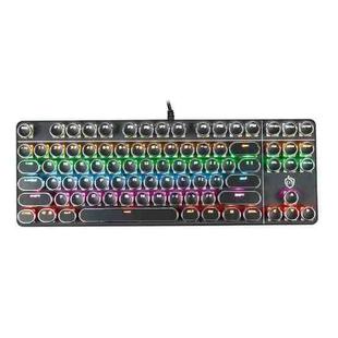 MSEZ HJK917-7 87-keys Electroplated Two-color Transparent Character Punk Keycap Colorful Backlit Wired Mechanical Gaming Keyboard, Cable Length: 1.6m(Black)