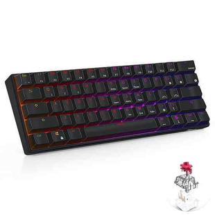 RK61 61 Keys Bluetooth / 2.4G Wireless / USB Wired Three Modes Red Switch Tablet Mobile Gaming Mechanical Keyboard with RGB Backlight, Cable Length: 1.5m (Black)