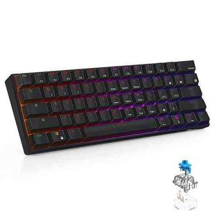 RK61 61 Keys Bluetooth / 2.4G Wireless / USB Wired Three Modes Blue Switch Tablet Mobile Gaming Mechanical Keyboard with RGB Backlight, Cable Length: 1.5m (Black)