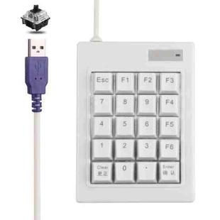 DX-20A 20-keys USB Wired Mechanical Black Shaft Mini Numeric Keyboard (White)