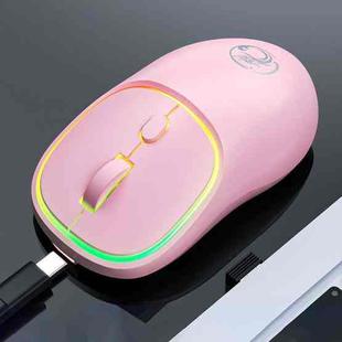 iMICE W-618 Rechargeable 4 Buttons 1600 DPI 2.4GHz Bluetooth Silent Wireless Mouse for Computer PC Laptop (Pink)