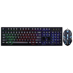 ZGB G20 1600 DPI Professional Wired Glowing Mechanical Feel Suspension Keyboard + Optical Mouse Kit for Laptop, PC(Black)