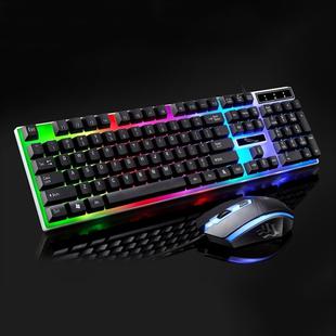 ZGB G21 1600 DPI Professional Wired Colorful Backlight Mechanical Feel Suspension Keyboard + Optical Mouse Kit for Laptop, PC(Black)