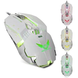 ZERODATE X800 Wired Mechanical Macros Define 8 Programmable Keys 3200 DPI Adjustable Gaming Mouse with Optical Lights(White)