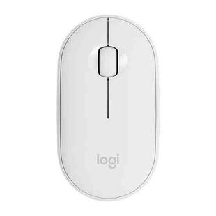 Logitech Pebble Cobblestone Shape Thin 3-keys 1000DPI Mute Wireless Bluetooth Optical Mouse, Wireless Range: 10m (White)
