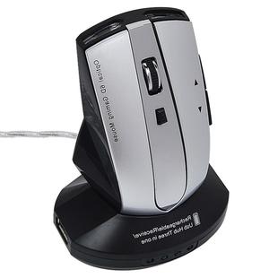 MZ-011 2.4GHz 1600DPI Wireless Rechargeable Optical Mouse with HUB Function(Black Silver)