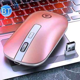 YINDIAO A8 BT5.2 + BT3.0 + 2.4GHz 1600DPI 3-modes Adjustable Rechargeable Wireless Bluetooth Silent Mouse (Rose Gold)