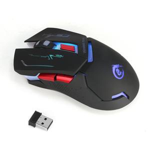 HXSJ X30 6-keys USB Rechargeable Colorful Glowing 2400DPI Three-speed Adjustable Wireless Optical Gaming Mouse (Black)