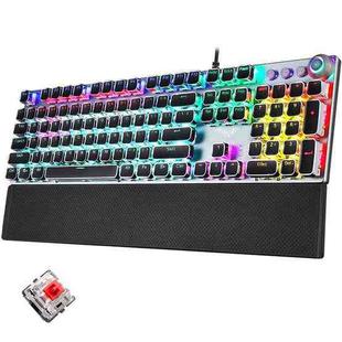 AULA F2088 108 Keys Mixed Light Plating Punk Mechanical Red Switch Wired USB Gaming Keyboard with Metal Button(Silver)
