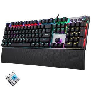 AULA F2088 108 Keys Mixed Light Mechanical Blue Switch Wired USB Gaming Keyboard with Metal Button(Black)