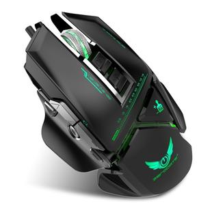 ZERODATE X400 Wired Mechanical Macros Define 11 Programmable Keys 3200 DPI Adjustable Gaming Mouse with Cool LED Light(Black)