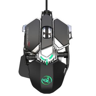 HXSJ J600 9 Keys Programmable Wired E-sports Mechanical Mouse with Light (Black)