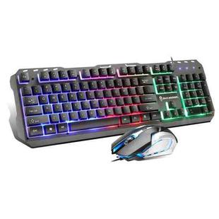 SHIPADOO GT500 1000 DPI 104-key Wired RGB Gaming Color Backlight Metal Feel Suspension Keyboard Mouse Kit for Laptop, PC(Black)