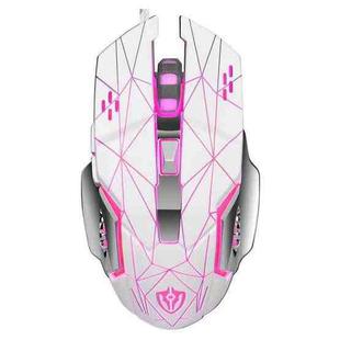 SHIPADOO X3 6D Four-speed Adjustable DPI Colorful Recirculating Breathing Light Crack Professional Competitive Gaming Luminous Wired Mouse Hot Wheel Crack Edition(White)