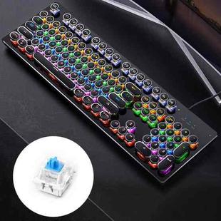 YINDIAO Electroplating Punk Mixed Light USB Mechanical Gaming Wired Keyboard, Blue Shaft (Black)