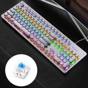 YINDIAO Electroplating Punk Mixed Light USB Mechanical Gaming Wired Keyboard, Blue Shaft (White)