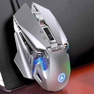 YINDIAO G10 7200DPI 7-modes Adjustable 7-keys RGB Light Wired Metal Mechanical Hard Core Macro Mouse, Style: Audio Version(Silver)