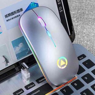 YINDIAO A2 2.4GHz 1600DPI 3-modes Adjustable RGB Light Rechargeable Wireless Silent Mouse (Grey)