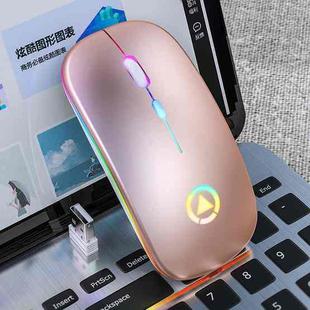 YINDIAO A2 2.4GHz 1600DPI 3-modes Adjustable RGB Light Rechargeable Wireless Silent Mouse (Rose Gold)