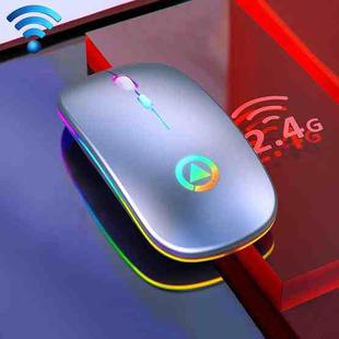 YINDIAO A2 BT3.0 + BT5.0 + 2.4GHz 1600DPI 3-modes Adjustable RGB Light Wireless Silent Bluetooth Mouse (Grey)