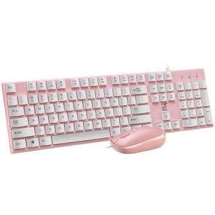 ZGB S600 Chocolate Candy Color Wired USB Keyboard Mouse Set (Pink)