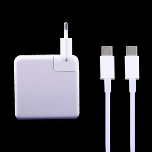 61W USB-C / Type-C Power Adapter with 2m USB Type-C Male to USB Type-C Male Charging Cable, For iPhone, Galaxy, Huawei, Xiaomi, LG, HTC and Other Smart Phones, Rechargeable Devices, EU Plug
