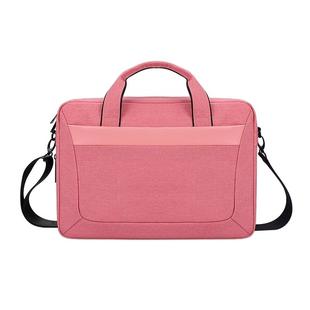 DJ06 Oxford Cloth Waterproof Wear-resistant Portable Expandable Laptop Bag for 15.4 inch Laptops, with Detachable Shoulder Strap(Pink)