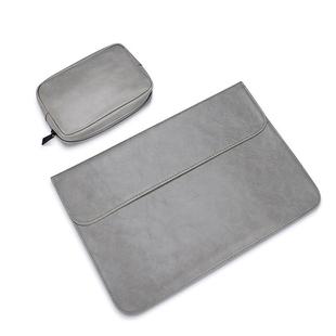 PU01S PU Leather Horizontal Invisible Magnetic Buckle Laptop Inner Bag for 15.4 inch laptops, with Small Bag (Grey)