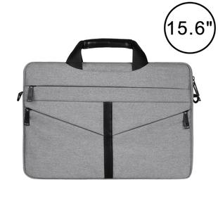 15.6 inch Breathable Wear-resistant Fashion Business Shoulder Handheld Zipper Laptop Bag with Shoulder Strap (Light Grey)