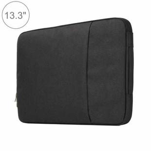 13.3 inch Universal Fashion Soft Laptop Denim Bags Portable Zipper Notebook Laptop Case Pouch for MacBook Air / Pro, Lenovo and other Laptops, Size: 35.5x26.5x2cm(Black)