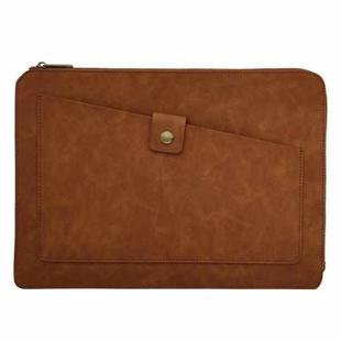 Universal Genuine Leather Business Zipper Laptop Tablet Bag For 13 inch and Below(Brown)