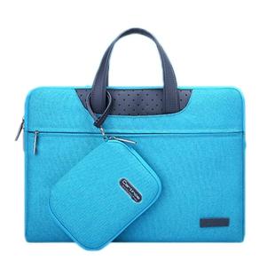 15.4 inch Cartinoe Business Series Exquisite Zipper Portable Handheld Laptop Bag with Independent Power Package for MacBook, Lenovo and other Laptops, Internal Size:35.0x24.0x3.0cm(Blue)