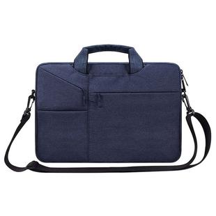 ST02S Waterproof Tear Resistance Hidden Portable Strap One-shoulder Handbag for 14.1 inch Laptops, with Suitcase Belt(Navy Blue)