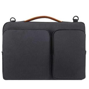 Nylon Waterproof Laptop Handbag Bag for 15-15.6 inch Laptops with Trunk Trolley Strap (Black)