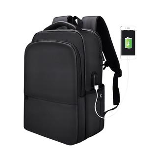 Polyester Waterproof Laptop Backpack for Below 15 inch Laptops, with USB Interface Trunk Trolley Strap(Black)
